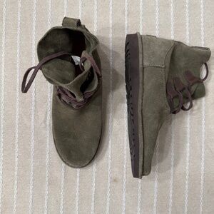 UGG  WOMEN ELVI GREEN BROWN SUEDE LEATHER LACE UP BOOTS SHOES SIZE 9 1017534